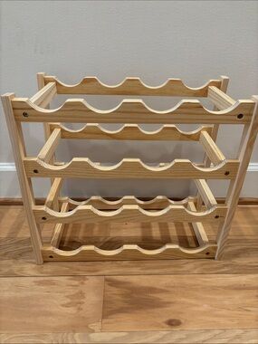 Natural Wood 4-Tier Wine Rack